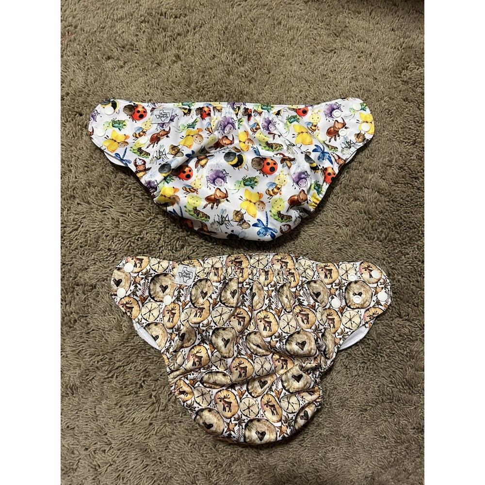 Lot Of 2 TEXAS TUSHIES Diaper Covers Colorful INSECTS & DEER/HEARTS J24